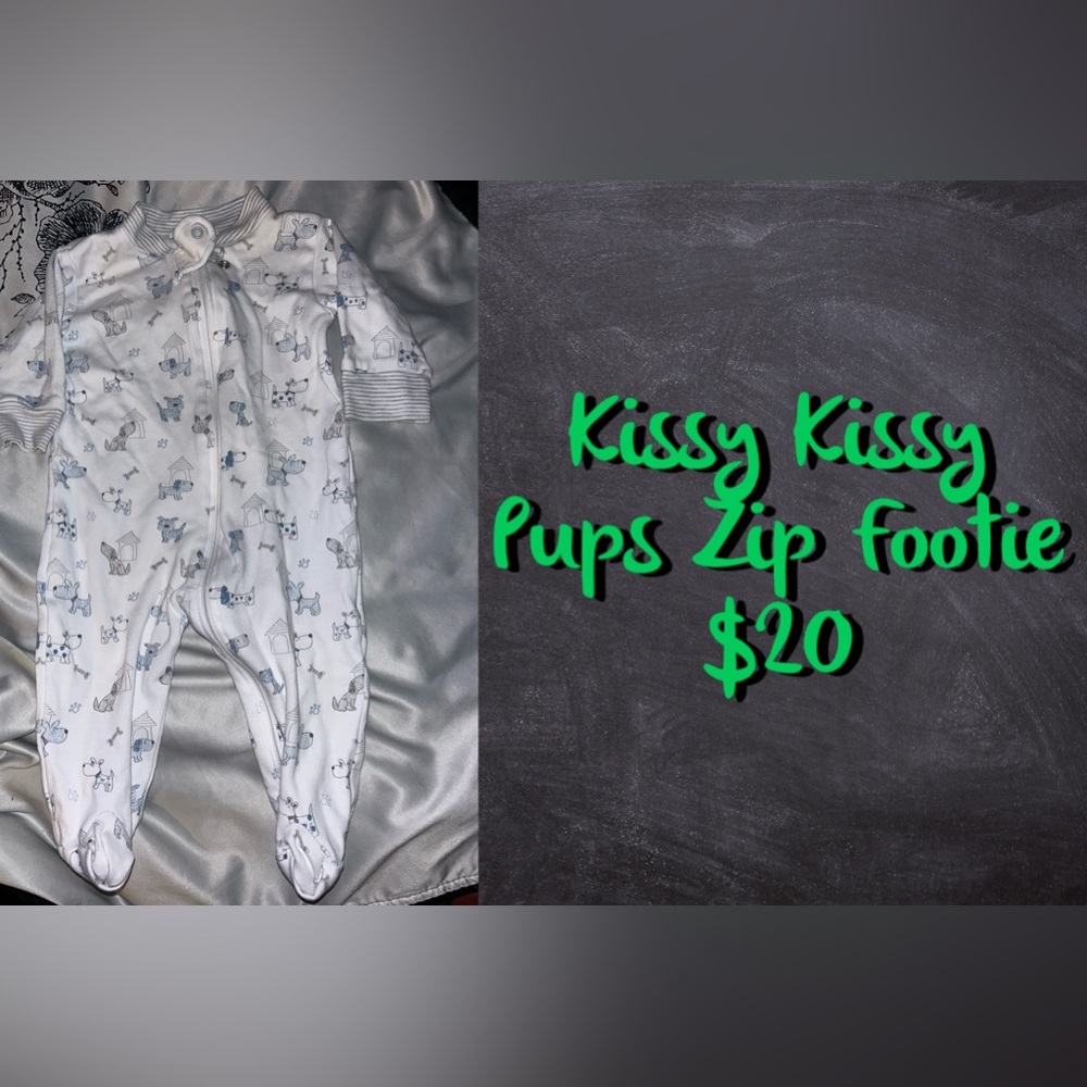 Kissy Kissy Pup Zip Footie 0-3 Months